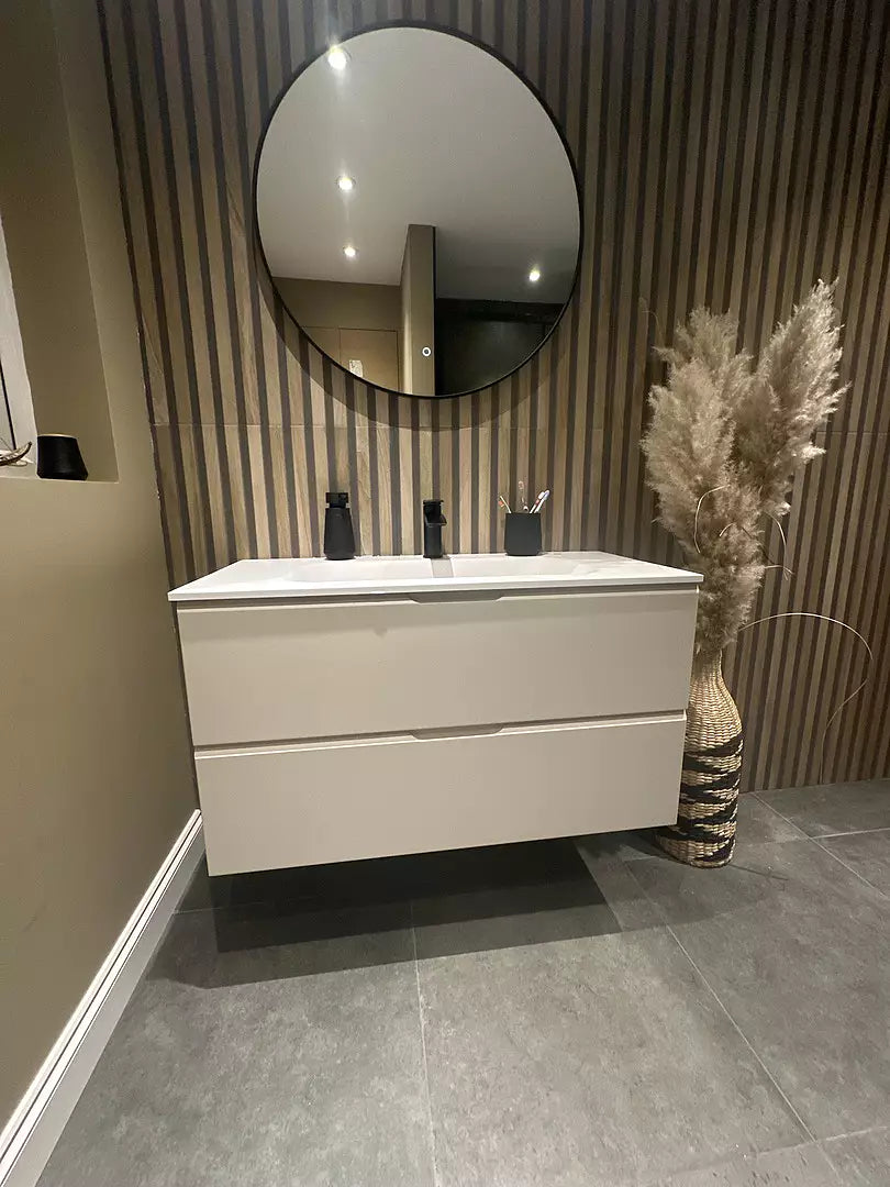 Tasca Two Drawer Vanity Unit With Beyondstone Basin - Matt Cashmere 1000mm