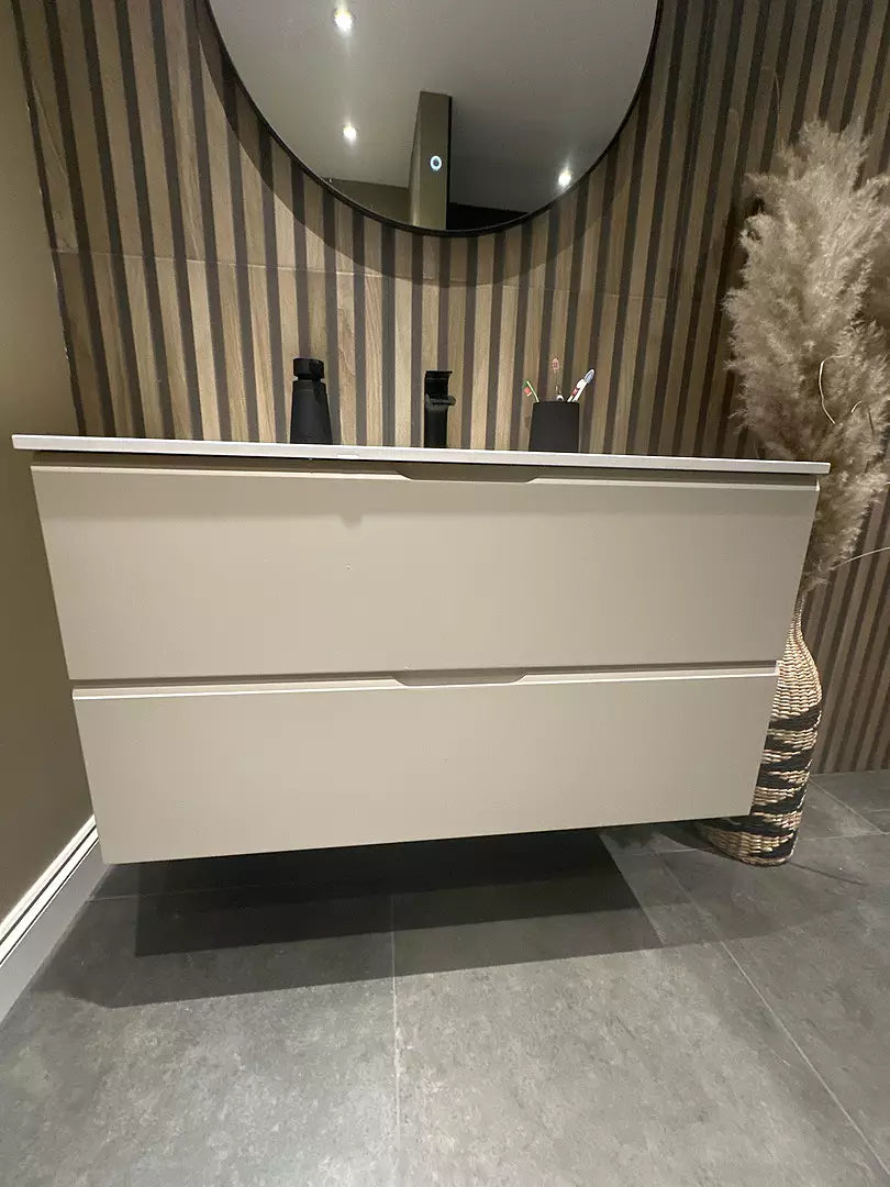 Tasca Two Drawer Vanity Unit With Beyondstone Basin - Matt Cashmere 1000mm
