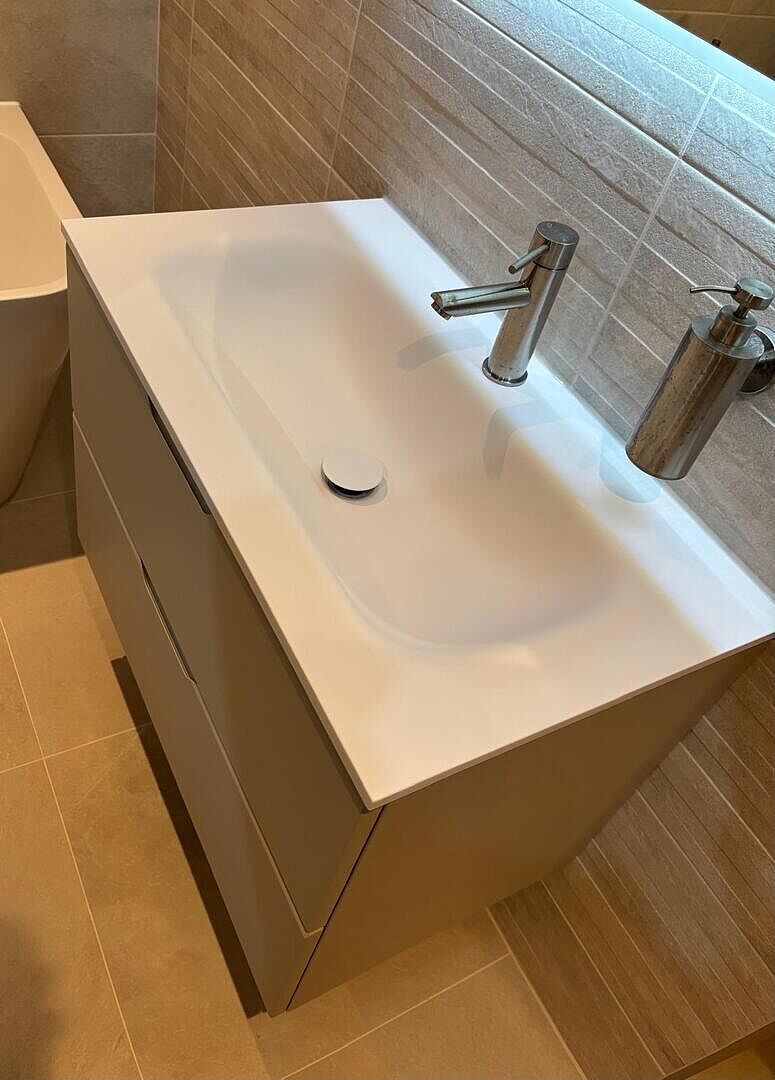 Tasca Two Drawer Vanity Unit With Beyondstone Basin - Matt Cashmere 800mm