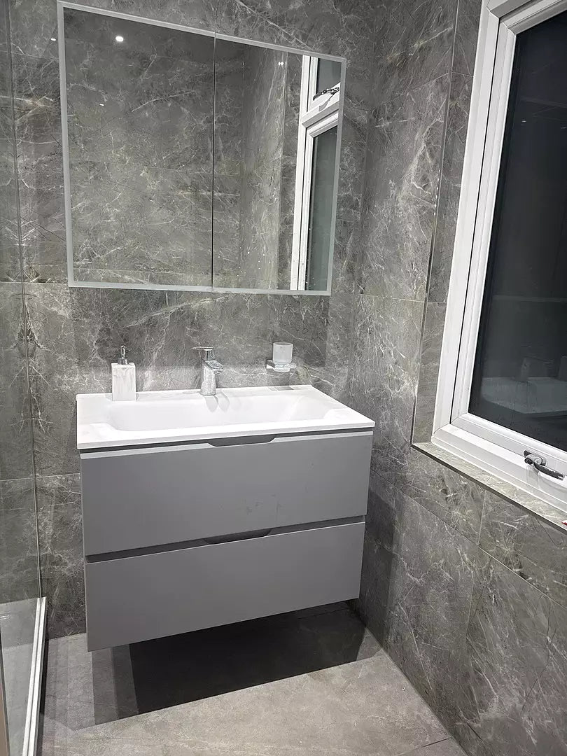 Tasca Two Drawer Vanity Unit With Beyondstone Basin - Matt Dust 800mm