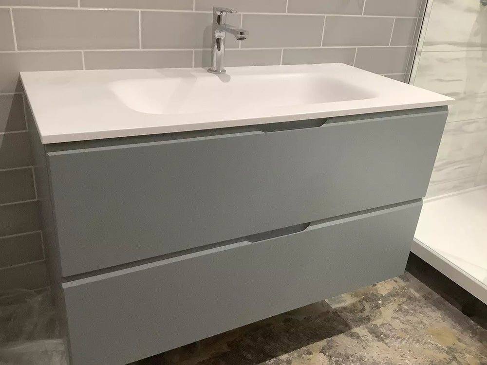 Tasca Two Drawer Vanity Unit With Beyondstone Basin - Matt Fjord 1000mm