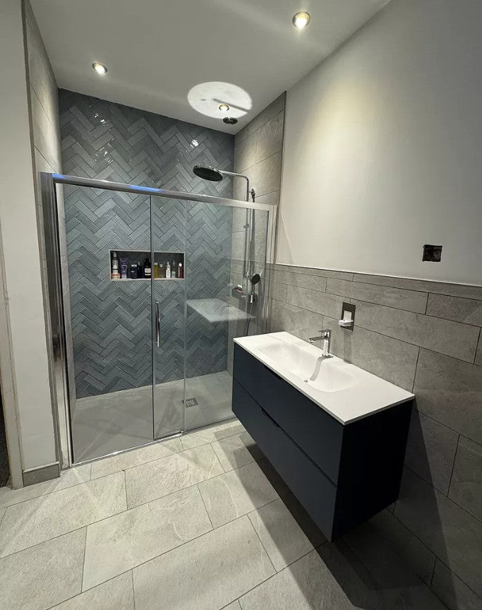 Tasca Two Drawer Vanity Unit  With Beyondstone Basin - Matt Navy 1000mm