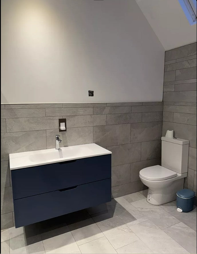 Tasca Two Drawer Vanity Unit  With Beyondstone Basin - Matt Navy 1000mm