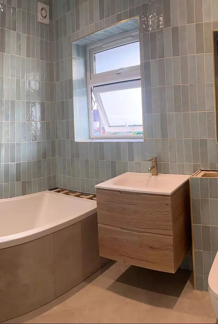 Tasca Two Drawer Vanity Unit With Beyondstone Basin - Oak 600mm