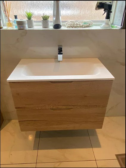 Tasca Two Drawer Vanity Unit  With Beyondstone Basin - Oak 800mm