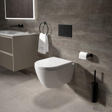 Tondi Short Projection Wall Hung Rimless Toilet & Soft Close Seat - 50cm Gloss White