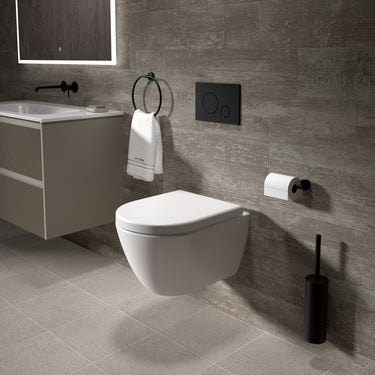 Tondi Short Projection Wall Hung Rimless Toilet & Soft Close Seat - 50cm Matt White