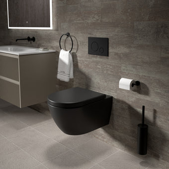 Tondi Wall Hung Rimless Toilet & Soft Close Seat - 55cm Matt Black