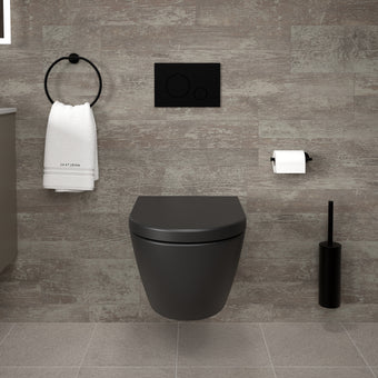Tondi Wall Hung Rimless Toilet & Soft Close Seat - 55cm Matt Black