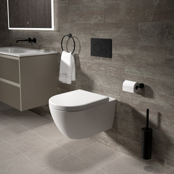Tondi Wall Hung Rimless Toilet & Soft Close Seat - 55cm Matt White