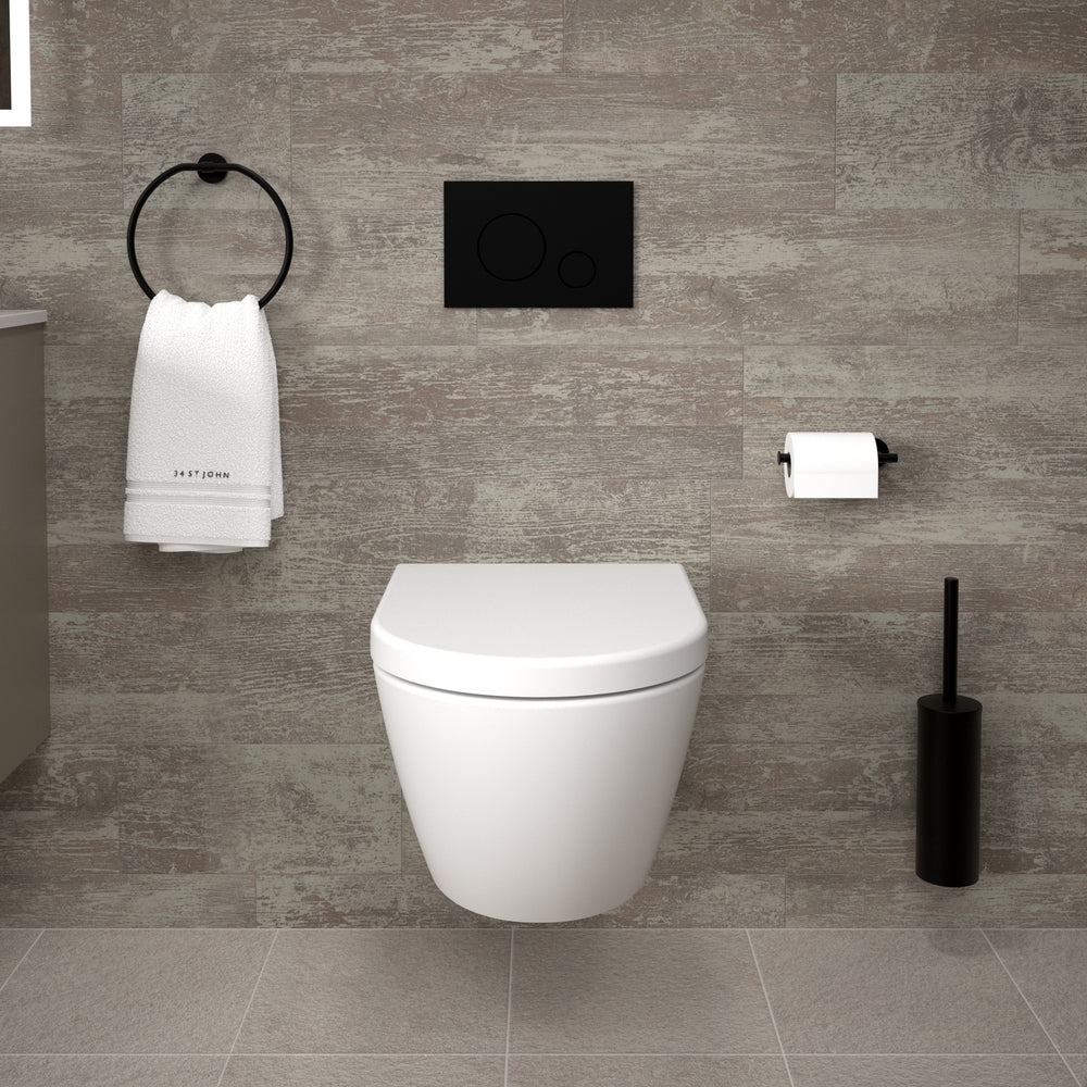 Tondi Wall Hung Rimless Toilet & Soft Close Seat - 55cm Matt White
