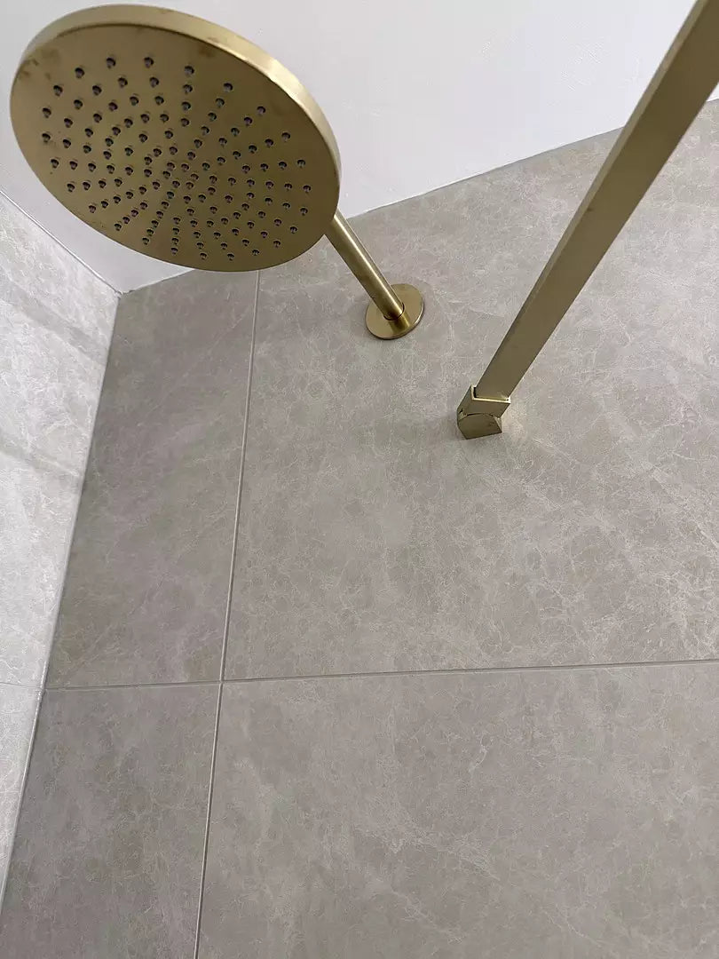 Two Way Thermostatic Shower Set With Handheld Shower And Wall Mounted Shower Head - Brushed Brass