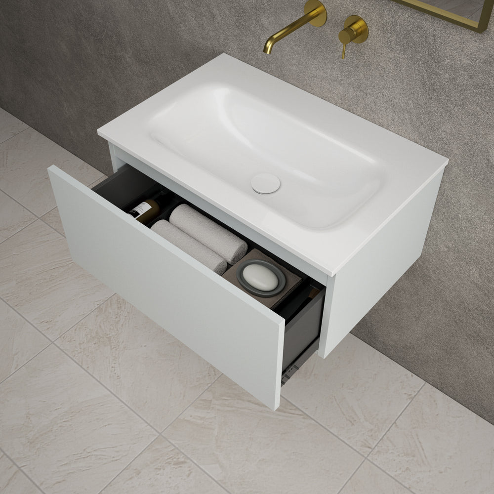 Raffinata One Drawer Vanity Unit  With Beyondstone Basin - Matt Dove 700mm