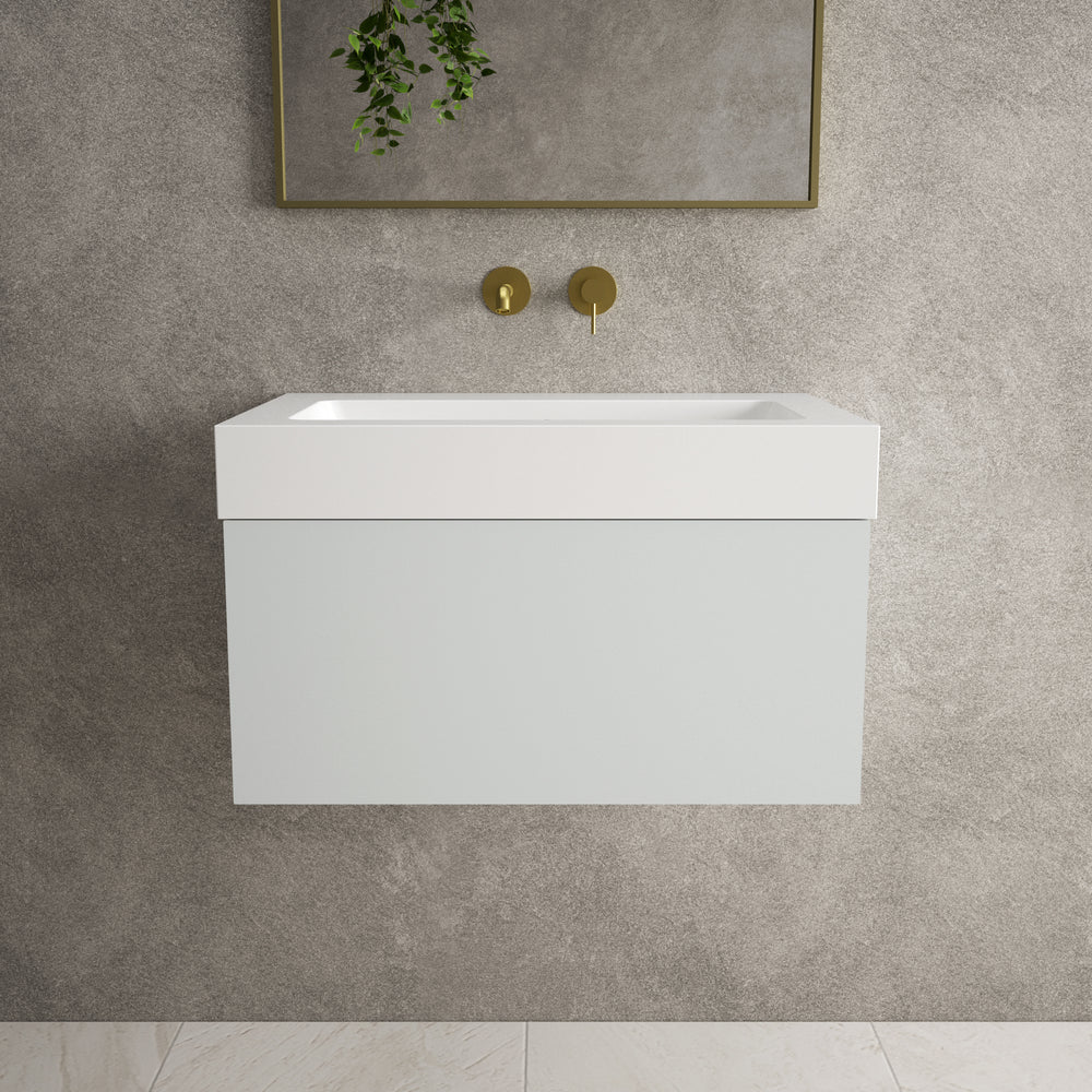 Raffinata One Drawer Vanity Unit  With Beyondstone BLOC Basin - Matt Dove 700mm