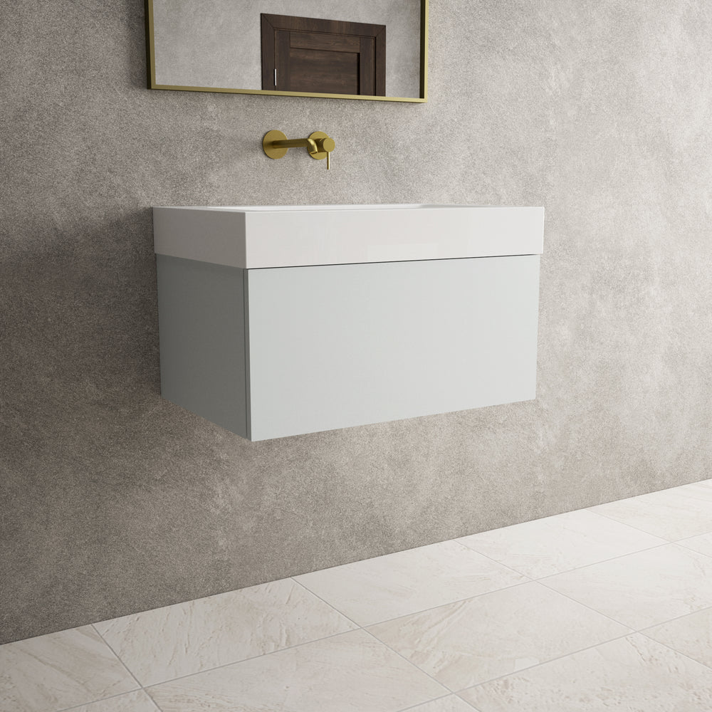Raffinata One Drawer Vanity Unit  With Beyondstone BLOC Basin - Matt Dove 700mm
