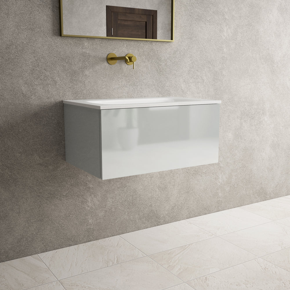 Raffinata One Drawer Vanity Unit  With Beyondstone Basin - Gloss Dove 700mm