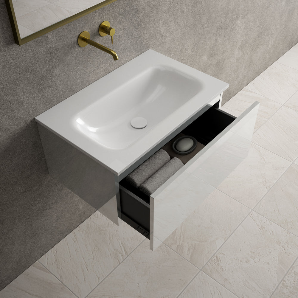Raffinata One Drawer Vanity Unit  With Beyondstone Basin - Gloss Dust 700mm