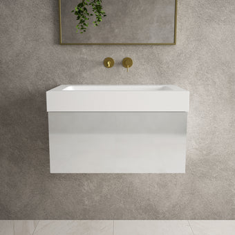 Raffinata One Drawer Vanity Unit  With Beyondstone BLOC Basin - Gloss Dove 700mm
