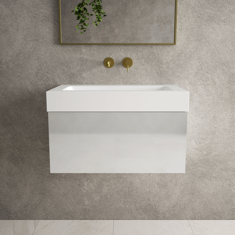 Raffinata One Drawer Vanity Unit  With Beyondstone BLOC Basin - Gloss Dove 700mm