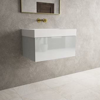 Raffinata One Drawer Vanity Unit  With Beyondstone BLOC Basin - Gloss Dove 700mm