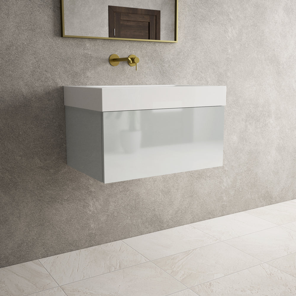 Raffinata One Drawer Vanity Unit  With Beyondstone BLOC Basin - Gloss Dove 700mm