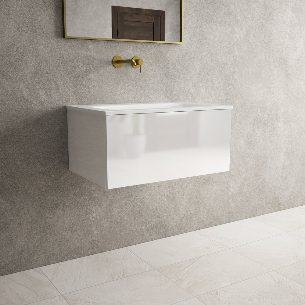 Raffinata One Drawer Vanity Unit  With Beyondstone Basin - Gloss White 700mm