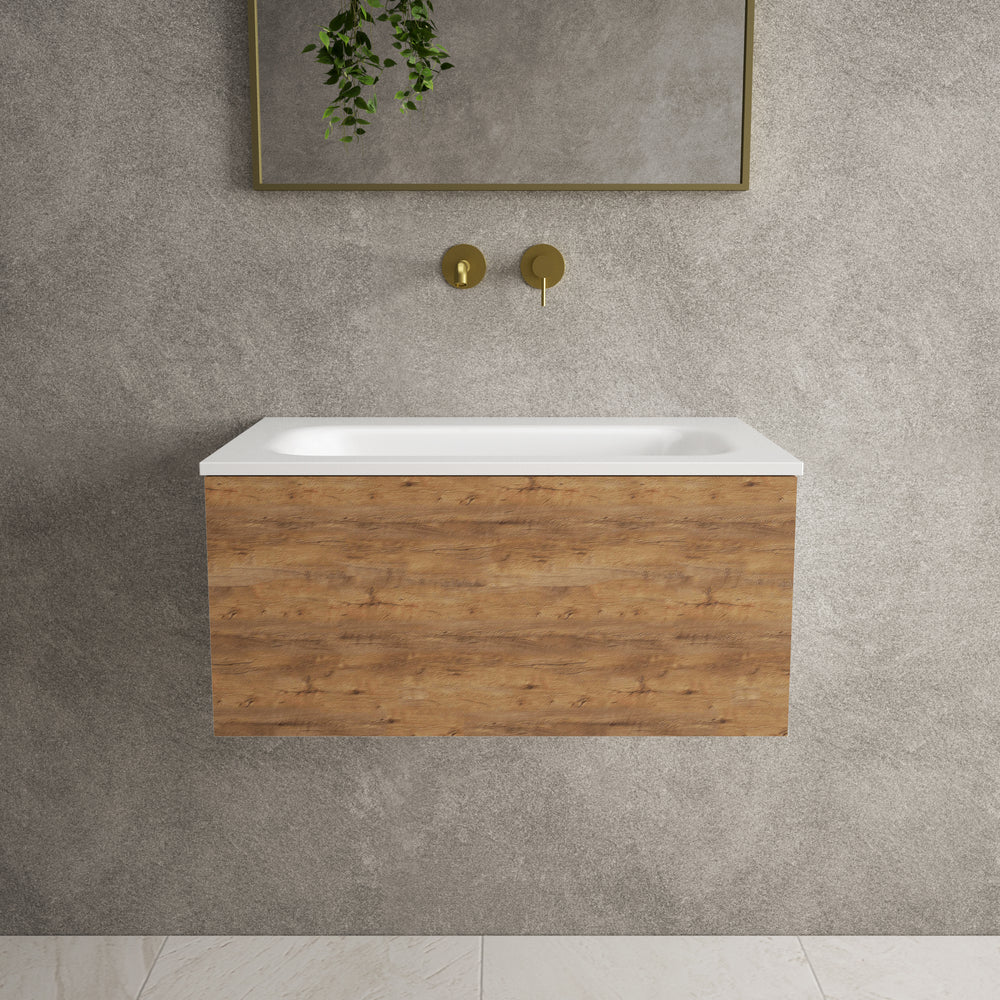 Raffinata One Drawer Vanity Unit  With Beyondstone Basin - Oak 700mm
