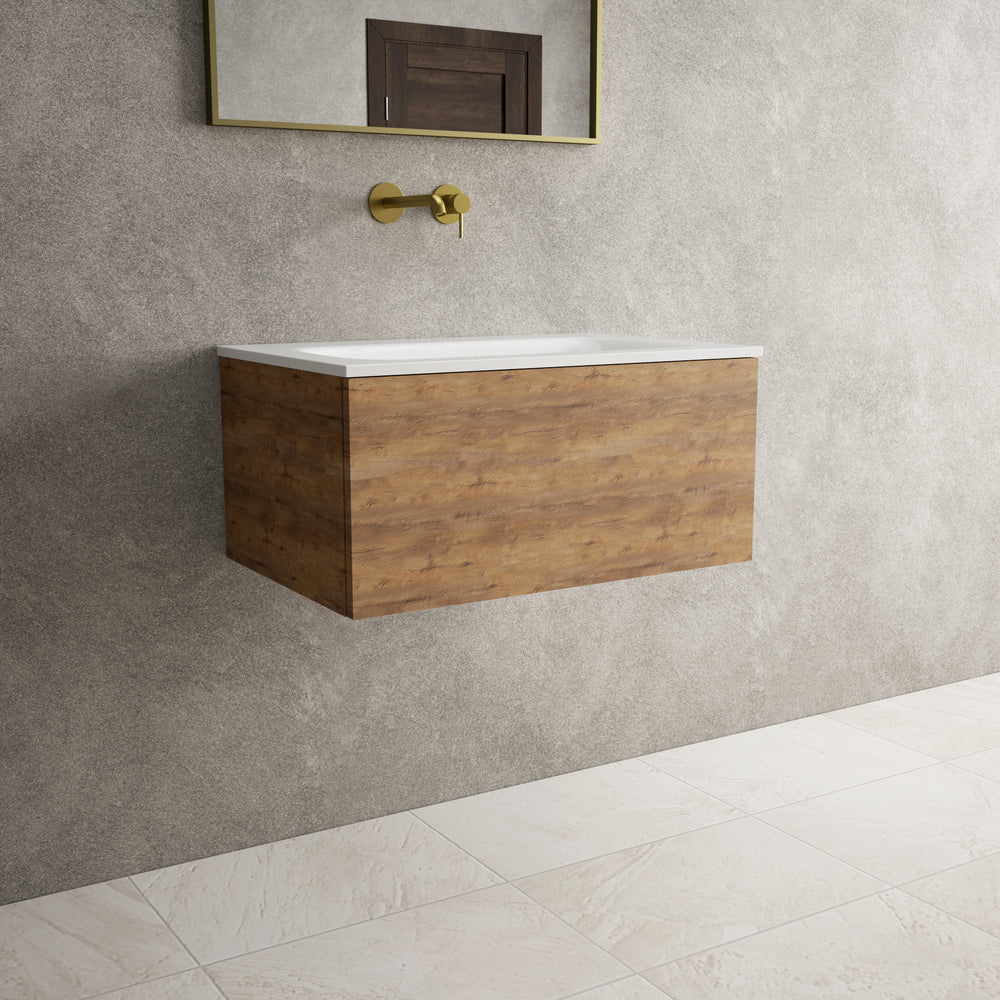 Raffinata One Drawer Vanity Unit  With Beyondstone Basin - Oak 700mm
