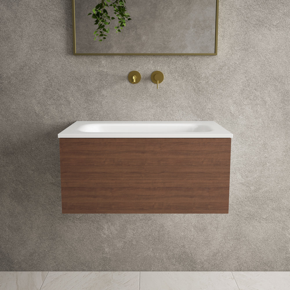 Raffinata One Drawer Vanity Unit  With Beyondstone Basin - Walnut 700mm image