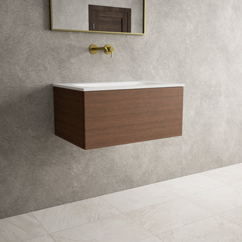 Raffinata One Drawer Vanity Unit  With Beyondstone Basin - Walnut 700mm