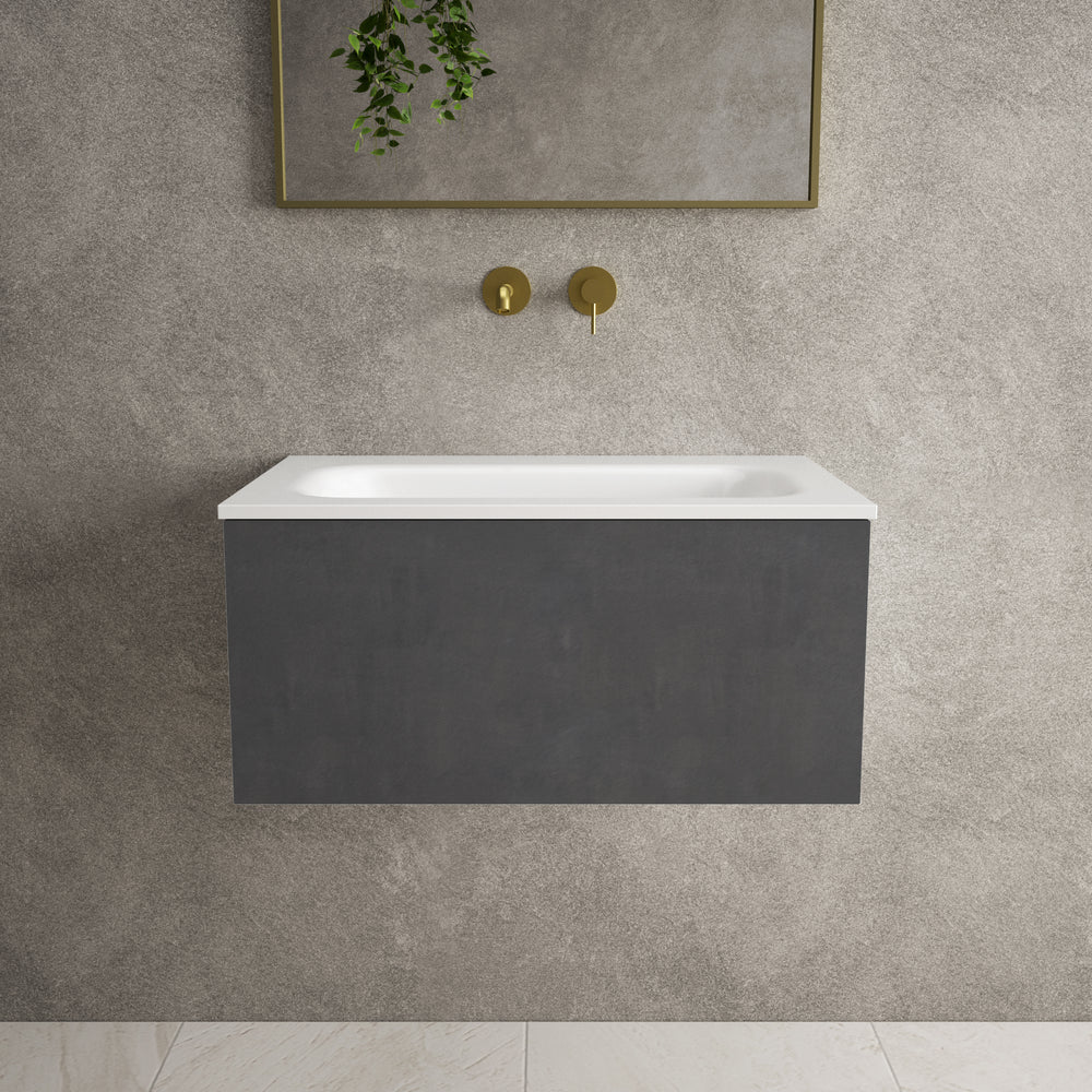 Raffinata One Drawer Vanity Unit With Beyondstone Basin - Dark Concrete 700mm