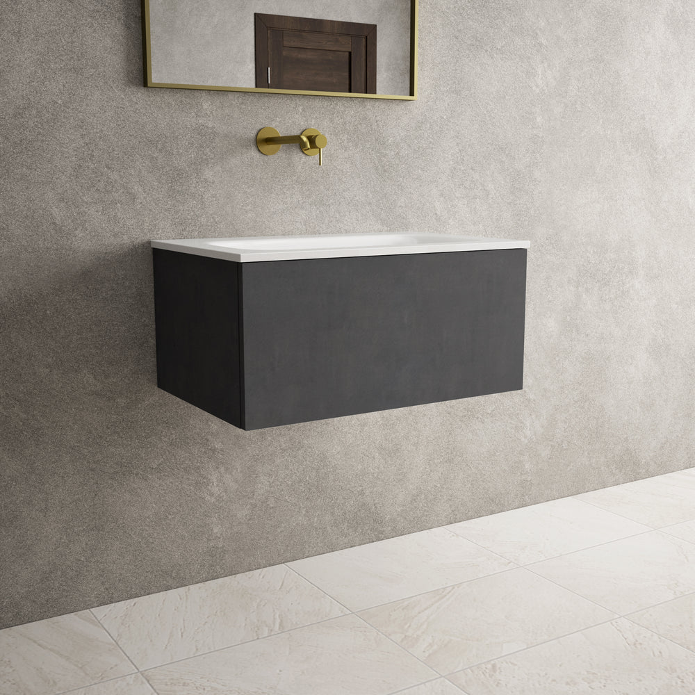 Raffinata One Drawer Vanity Unit With Beyondstone Basin - Dark Concrete 700mm