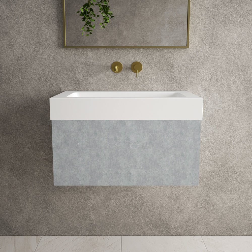 Raffinata One Drawer Vanity Unit  With Beyondstone BLOC Basin - Light Concrete 700mm