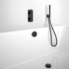 Wall Mounted Bath Mixer Tap Complete with Overflow Filler & Shower Kit - Matt Black