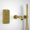 Wall Mounted Bath Mixer Tap Complete with Spout & Shower Kit - Brushed Brass