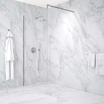 Wet Room Left Or Right Handed Glass Panel With 1.2m Stabilising Bar - Chrome 1200mm