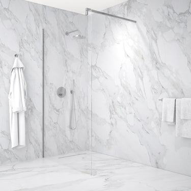 Wet Room Left Or Right Handed Glass Panel With 1.2m Stabilising Bar - Chrome 1200mm