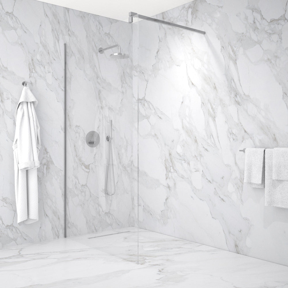 Wet Room Left Or Right Handed Glass Panel With 1.2m Stabilising Bar - Chrome 1200mm