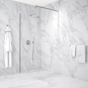 Wet Room Left Or Right Handed Glass Panel With 1.2m Stabilising Bar - Chrome 1000mm