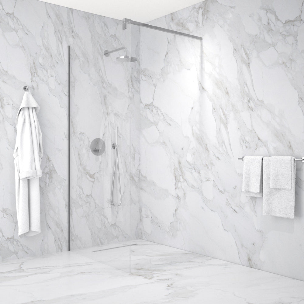 Wet Room Left Or Right Handed Glass Panel With 1.2m Stabilising Bar - Chrome 1000mm