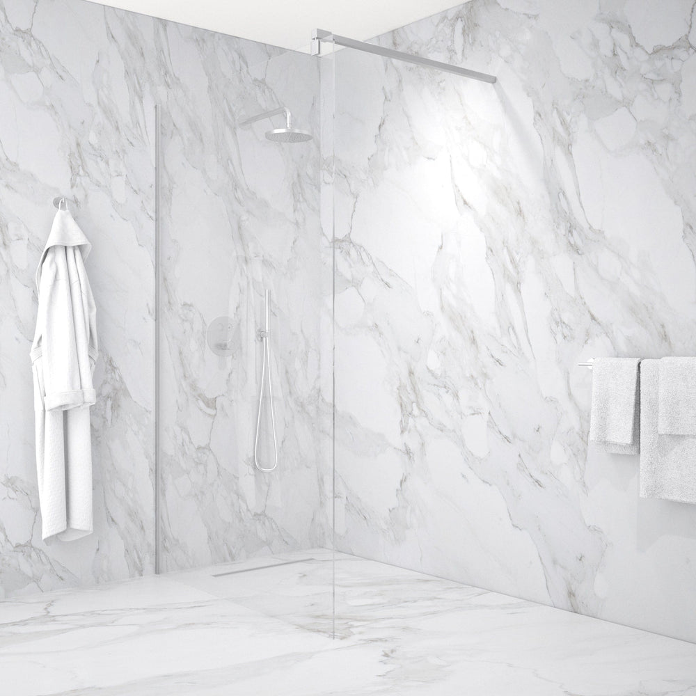 Wet Room Left Or Right Handed Glass Panel With 1.2m Stabilising Bar - Brushed Steel 1200mm