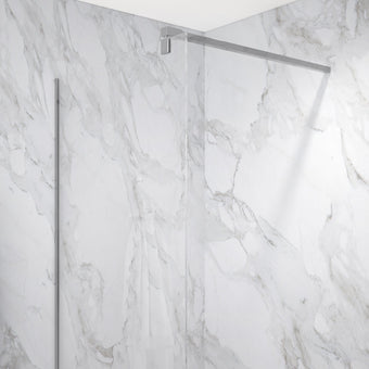Wet Room Left Or Right Handed Glass Panel With 1.2m Stabilising Bar - Chrome 1400mm