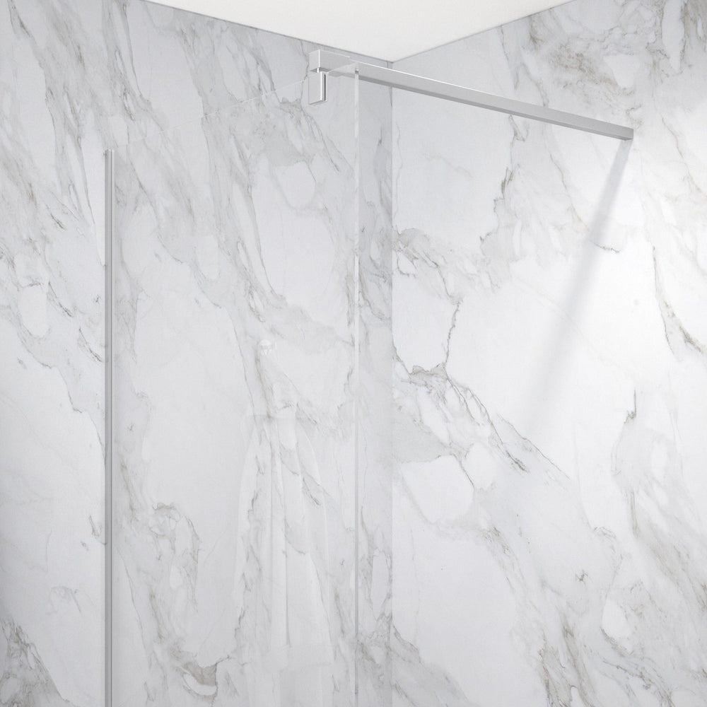 Wet Room Left Or Right Handed Glass Panel With 1.2m Stabilising Bar - Brushed Steel 1200mm