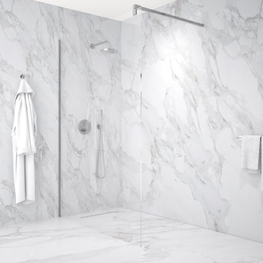 Wet Room Left Or Right Handed Glass Panel With 1.2m Stabilising Bar - Chrome 1400mm