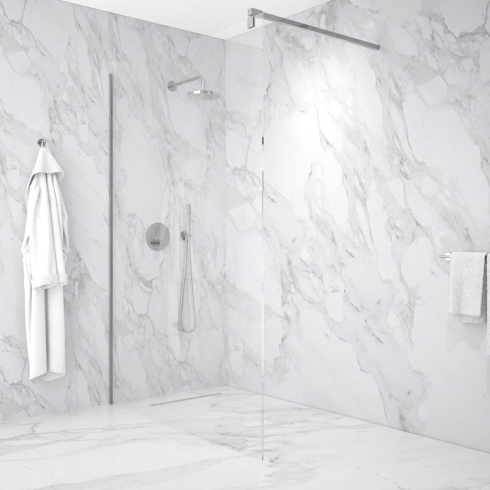 Wet Room Left Or Right Handed Glass Panel With 1.2m Stabilising Bar - Chrome 1400mm