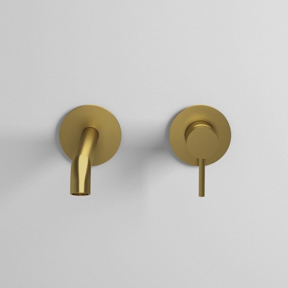 Brushed Brass Wall Mounted Mixer Basin Tap
