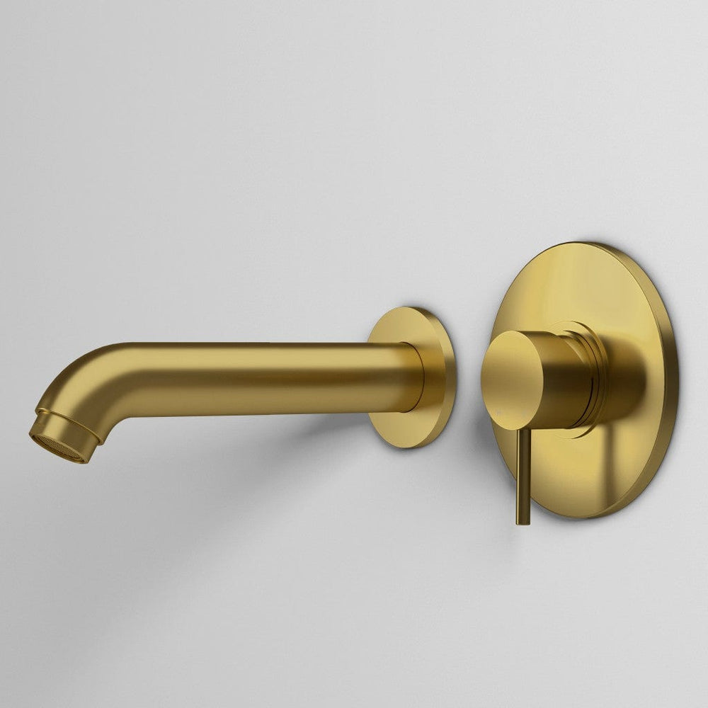 Wall Mounted Bath Mixer Tap Complete with Spout - Brushed Brass