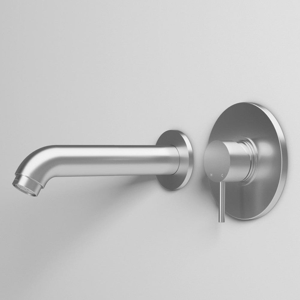 Brushed Steel Wall Mounted Bath Tap & Spout