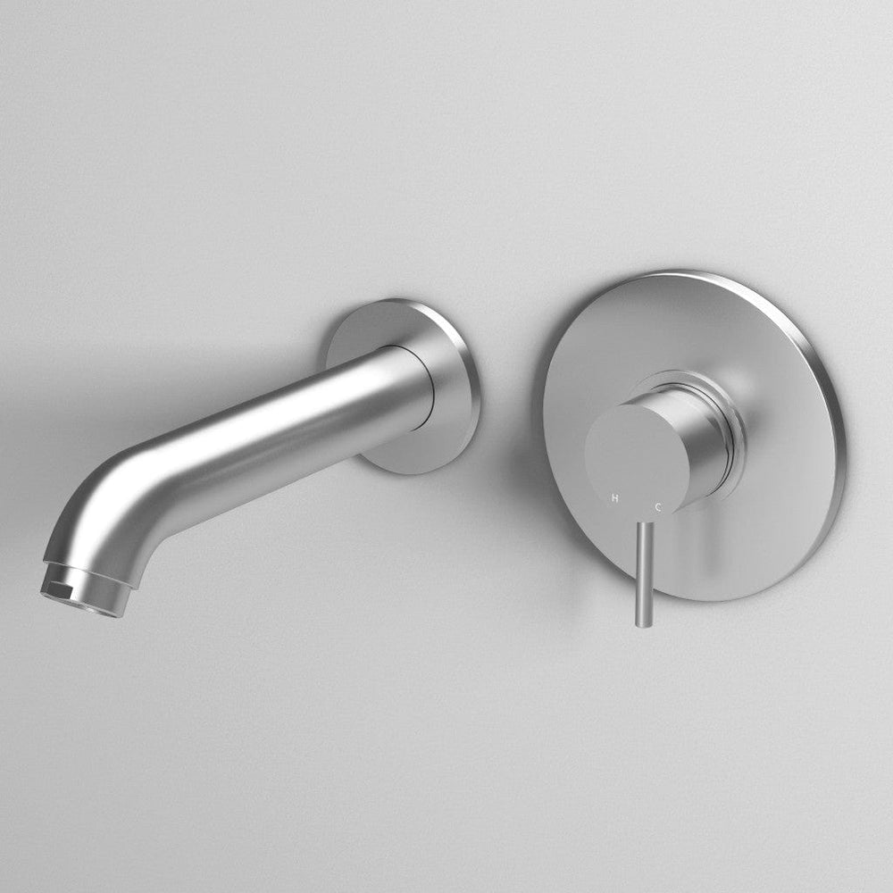 Brushed Steel Wall Mounted Bath Tap & Spout