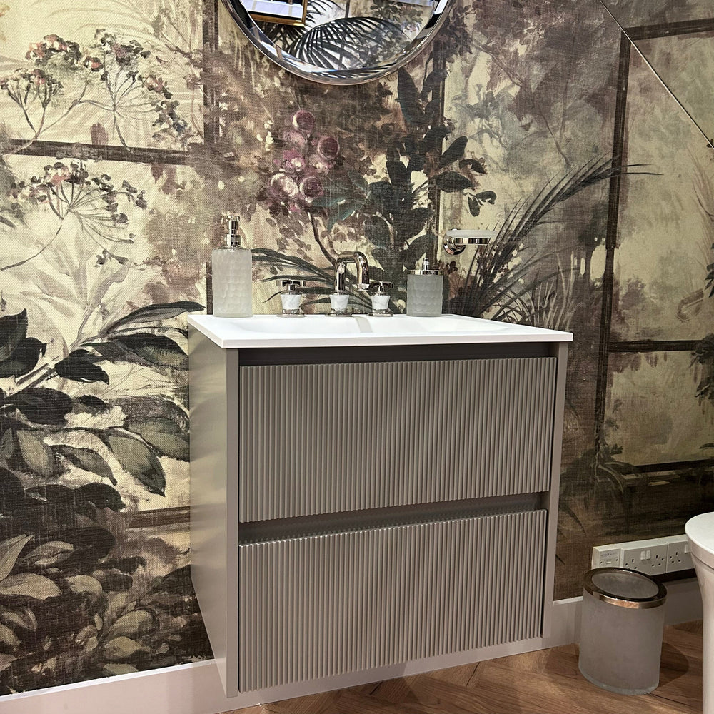 Scanalato Double Drawer Countertop Vanity Unit - Soft Taupe 1000mm